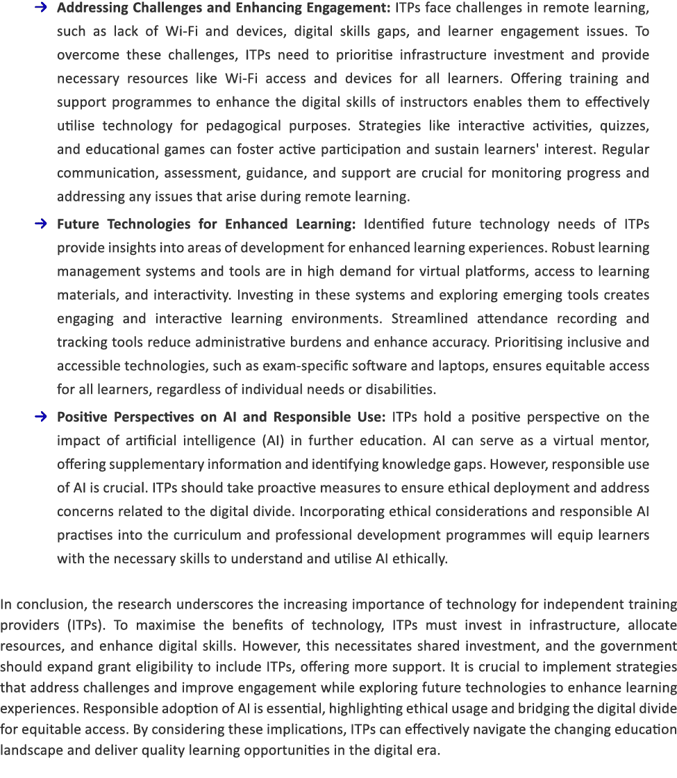 → Addressing Challenges and Enhancing Engagement: ITPs face challenges in remote learning, such as lack of Wi Fi and ...
