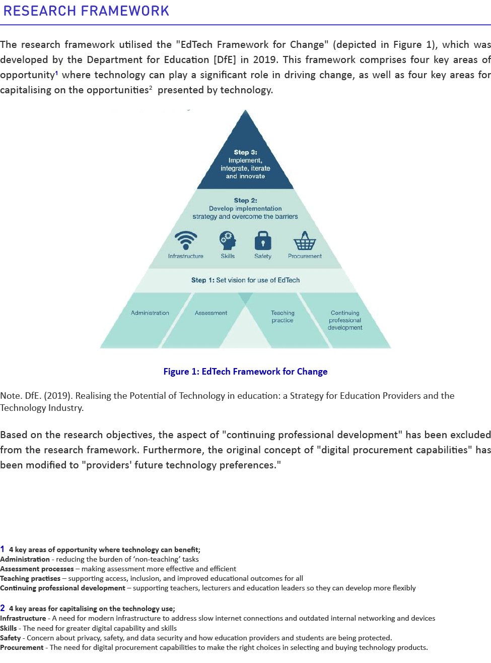 Research Framework The research framework utilised the \“EdTech Framework for Change\" (depicted in Figure 1), which ...