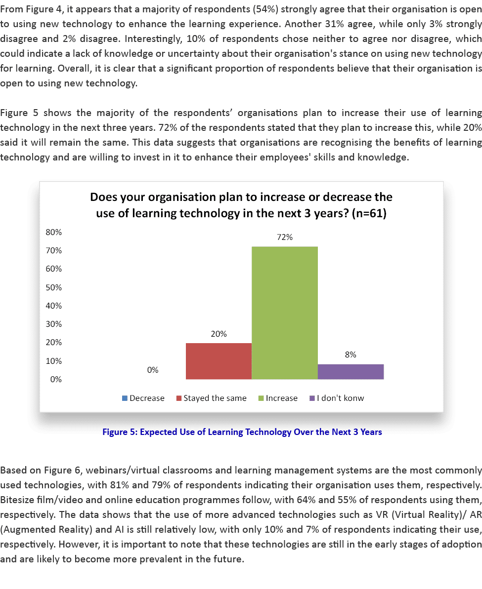 From Figure 4, it appears that a majority of respondents (54%) strongly agree that their organisation is open to usin...