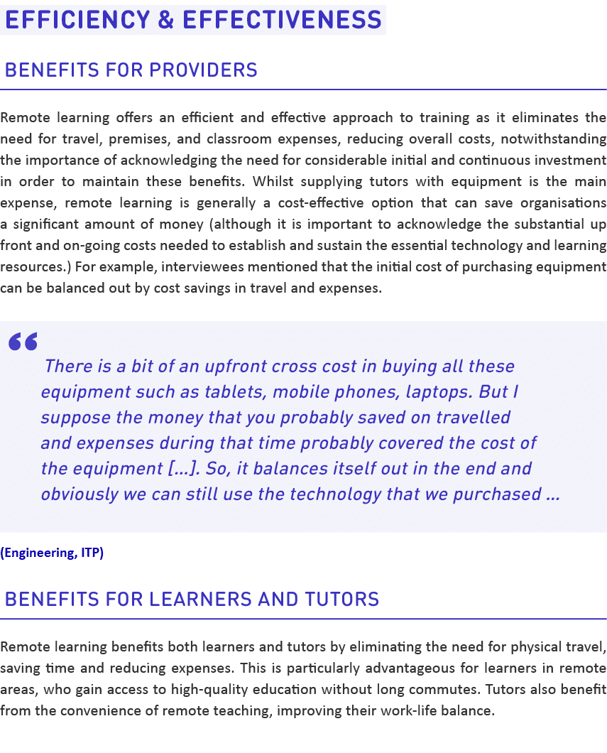 efficiency & Effectiveness Benefits for Providers Remote learning offers an efficient and effective approach to trai...